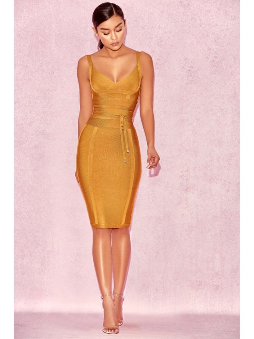 House Of London Belice Ginger Bandage Dress Bodycon Party Date Womens Size S
